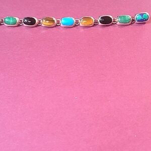 Sterling Silver stone variety bracelet